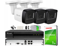 Zestaw do Monitoringu IP 4Mpx , 3 Kamery IP, Rejestrator 4ch PoE - HiLook by Hikvision | IPCAM-B4-P + NVR-4CH-4MP/4P
