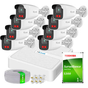 Zestaw do Monitoringu IP Full HD, 8 Kamer IPCAM-B2-50IR, IR50m, Rejestrator 8ch PoE - HiLook by Hikvision | 8x IPCAM-B2-50IR- + NVR-8CH-H/8P
