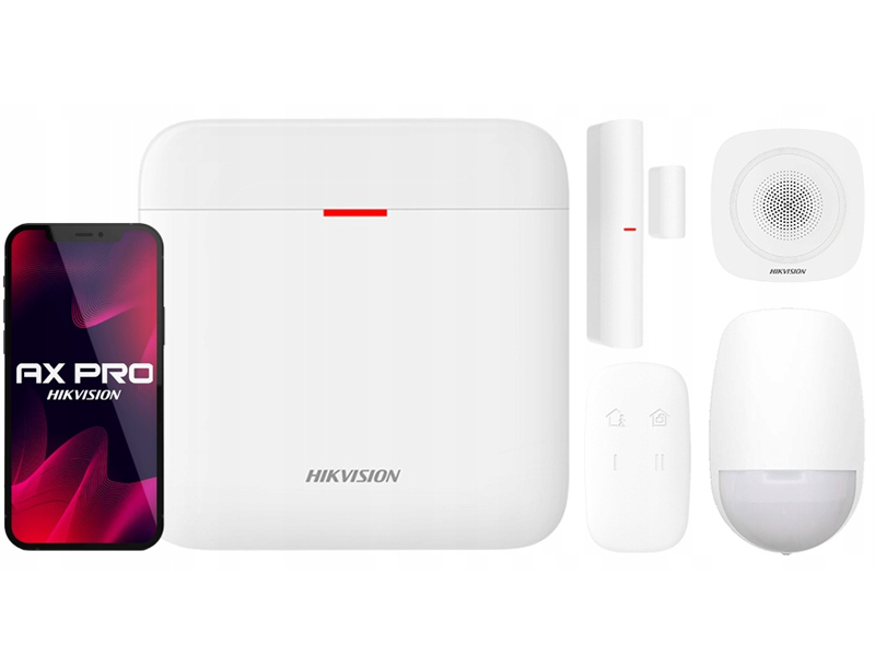 Zestaw alarmowy bezprzewodowy AX PRO, 1x czujka ruchu PIR, syrena, WiFi, GPRS - Hikvision | AX PRO