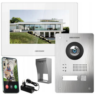 DS-KIS703-P-W-Y / KIT-D2-PL703-W - Wideodomofon WiFi, Villa, 2-żyłowy IP  - Hikvision | 5904035371911