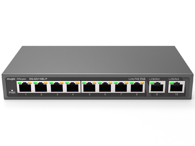 RG-ES110D-P - Switch PoE 8 +2, niezarządzalny, 110W - Reyee by Ruijie | RG-ES110D-P