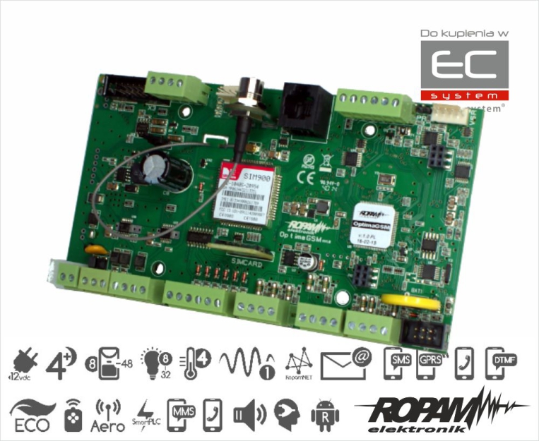 OptimaGSM - Centrala alarmowa z komunikacją GSM oraz funkcjami automatyki budynkowej - Ropam | OptimaGSM