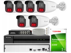Zestaw do Monitoringu IP 2Mpx 6 Kamer IPCAM-B2-50IR, Rejestrator 8ch - HiLook by Hikvision | IPCAM-B2-50IR + HWN-2108MH