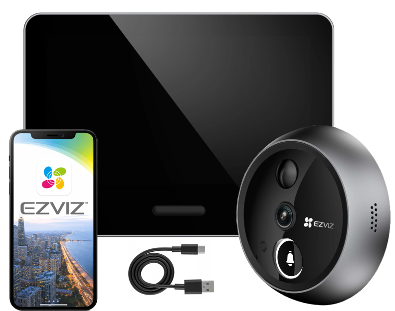 EP4 Silver - Inteligentny wizjer WiFi z dotykowym ekranem, kamera 4K, kąt 155° - EZVIZ | 6941545641973