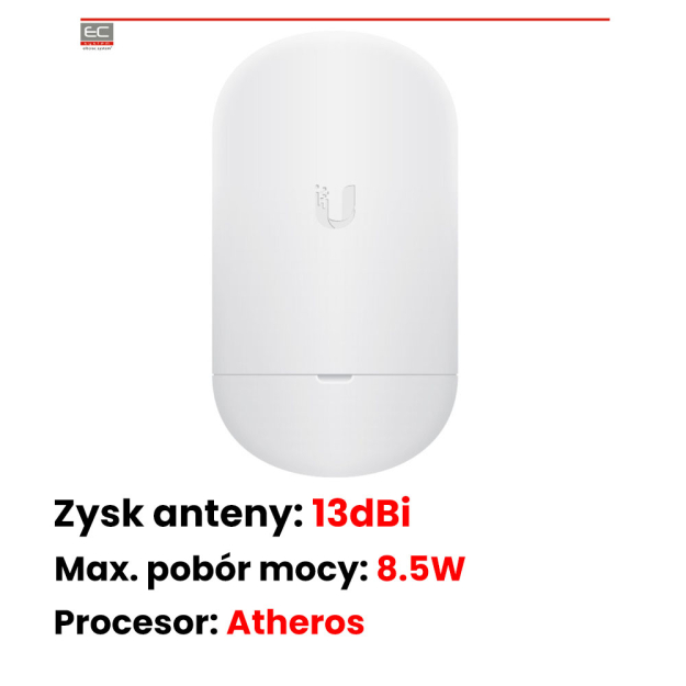 NS-5ACL - Modem-Punkt dostępowy, 13dBi, RoHS, brak zasilacza, następca Ubiquiti NanoStation Loco M5 - UBIQUITI