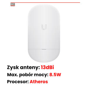 NS-5ACL - Modem-Punkt dostępowy, 13dBi, RoHS, brak zasilacza, następca Ubiquiti NanoStation Loco M5 - UBIQUITI
