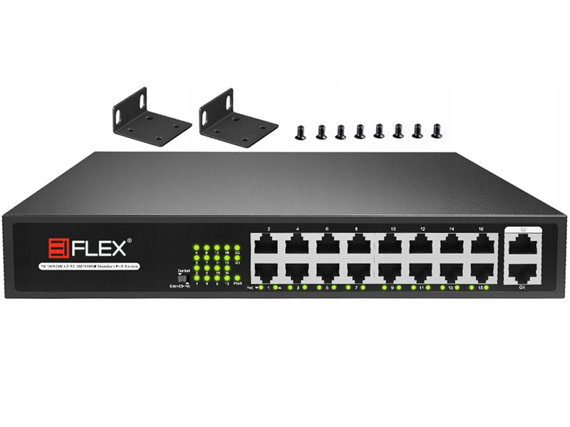 EI-H1016PLS - Switch PoE 16+2, Uplink 1000Mb/s, 160W, Tryb EXTEND - EIFLEX | EI-H1016PLS