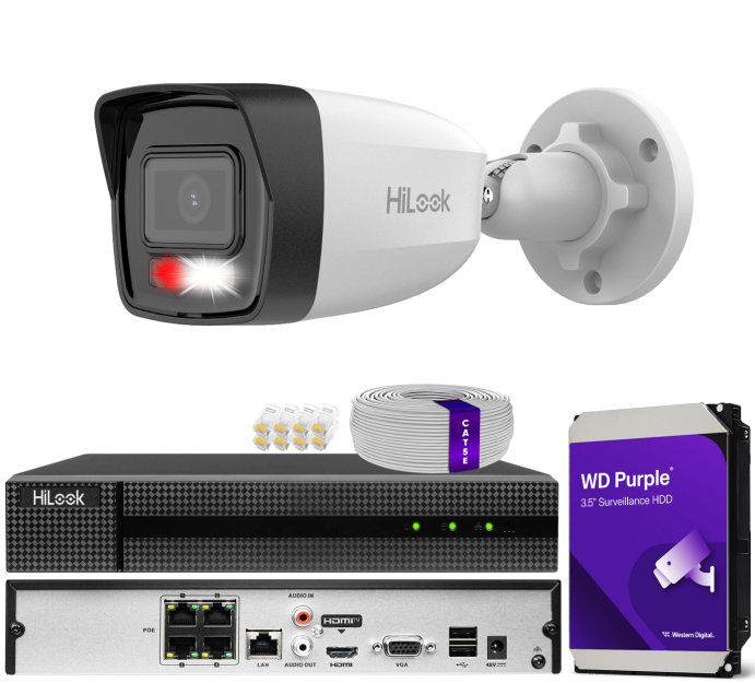 Zestaw do monitoringu IP 8Mpx 4K, 1 Kamera IPC-B180HA-LU, PoE  - HiLook by Hikvision | IPC-B180HA-LU(x1) POE KIT