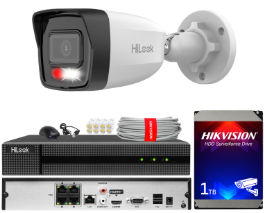 Zestaw do monitoringu IP 8Mpx 4K, 1 Kamera IPC-B180HA-LU, PoE  - HiLook by Hikvision | IPC-B180HA-LU(x1) POE KIT