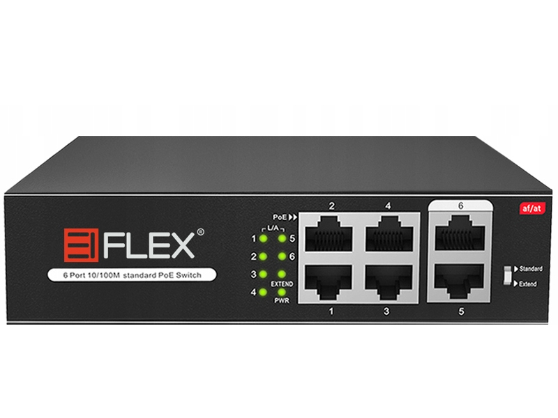 EI-H1064PL - Switch PoE 4+2, 10/100Mb/s, 65W, Tryb EXTEND - EIFLEX | EI-H1064PL