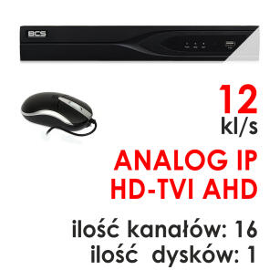 BCS-P-QDVR1601ME - Rejestrator 16-kanałowy 2.0 Mpix HD-TVI / AHD / ANALOG / IP - BCS POINT