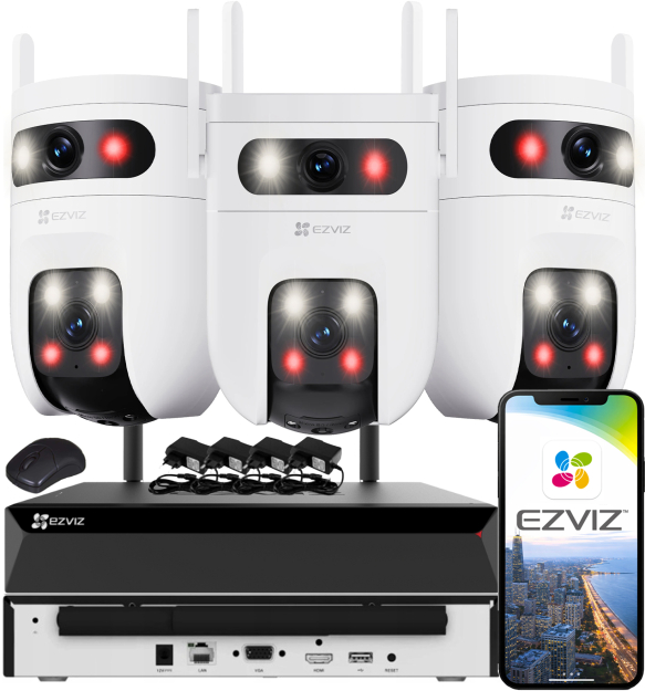 Zestaw Monitoringu WiFi 2x 5Mpx, 3 Kamery Obrotowe C9c 3K, Dual Light + Autotracking, Audio - EZVIZ | C8c 3K (x3) WIFI KIT