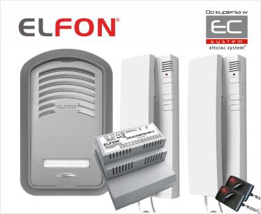 Zi1 AU1/3-RL Zestaw domofonowy z zasilaczem, 2 unifonami A-U1/3 i kluczem radiowym - Elfon | 5905668418059