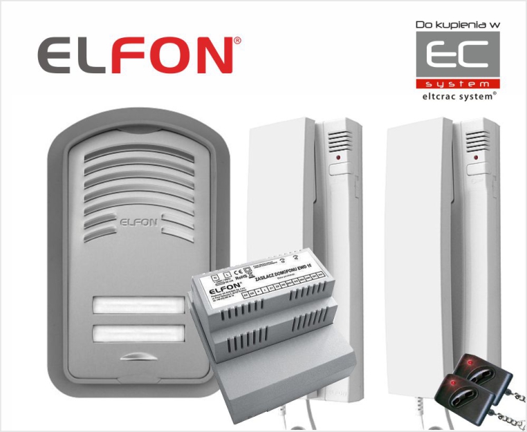 Zi2 AU1/3-RL Zestaw domofonowy z zasilaczem, 2 unifonami A-U1/3 i kluczem radiowym - Elfon | 5905668418073