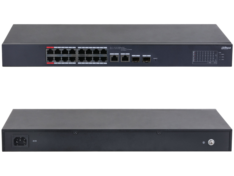 CS4218-16ET-240 - Switch PoE 16+4, zarządzalny, 2x Hi-PoE 90W, 2x SFP, 265W - Dahua | CS4218-16ET-240