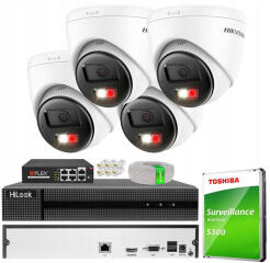 Zestaw do Monitoringu IP 4Mpx, 4 Kamery VE-NC143F-LIU, Smart Hybrid Light, Audio - Hikvision | VE-NC143F-LIU(x4) POE KIT