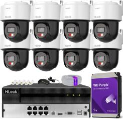 Zestaw do Monitoringu IP 2Mpx, 8 Kamer PTZ-N2C200M-D Smart Hybrid Light, PoE - HiLook by Hikvision | PTZ-N2C200M-D(x8) POE KIT