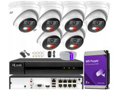 Zestaw do Monitoringu IP 6Mpx 6  Kamer IPCAM-T6-30DL, Hybrid Light, Rejestrator 8ch z PoE, MD 2.0 - HiLook by Hikvision | IPCAM-T6-30DL + NVR-8CH-5MP/8P