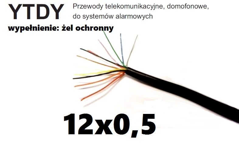 Przewód alarmowy YTDY 12x0,5mm żelowany