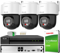 Zestaw do Monitoringu IP 4Mpx, 3 Kamery PTZ-N2C400M-DE Smart Hybrid Light, PoE - HiLook by Hikvision | PTZ-N2C400M-DE(x3) POE KIT