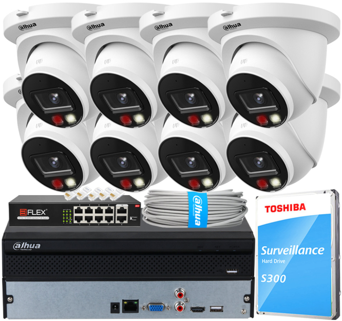 Zestaw do Monitoringu IP 6Mpx, 8 Kamer IPC-HDW2649TM-S-IL-0280B, Dual Light, PoE - DAHUA | IPC-HDW2649TM-S-IL-0280B(X8) POE KIT