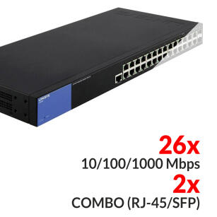 26x 10/100/1000Mbps + 2x COMBO (RJ-45/SFP) - LGS528-EU - Switch 28-portowy - LINKSYS