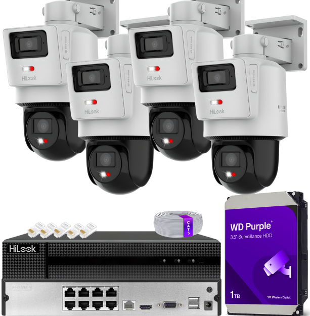 Zestaw do Monitoringu IP 2x 4Mpx, 4 Kamery TandemVu PTZ-N2D400M-DE/14, Smart Hybrid Light, PoE - HiLook by Hikvision | PTZ-N2D400M-DE/14(x4) POE KIT