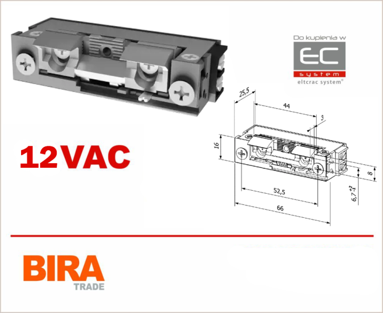 F00UW-E - Elektrozaczep niskoprądowy z nacięciem w naczepie, 12-24V AC/DC -  Biratronik | F00UW-E