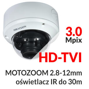 DS-2CE56F7T-AITZ - Kamera kopułkowa 3.0 Mpix HD-TVI MOTOZOOM 2.8-12mm IR 30m WDR - HIKVISION | DS-2CE56F7T-AITZ