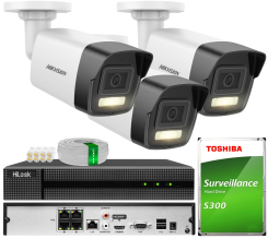 Zestaw do Monitoringu IP 6Mpx, 3 Kamery DS-2CD1061G2-LIU Smart Hybrid Light, PoE - Hikvision | DS-2CD1061G2-LIU(x3) POE KIT