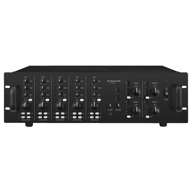 PA-12040 - Wzmacniacz matrycowy 4-strefowy, mono, multi-room, 4x120W RMS - MONACOR | PA-12040