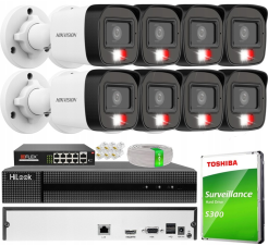 Zestaw do Monitoringu IP 4Mpx, 8 Kamer VE-NC140F-LIU, Smart Hybrid Light, Audio - Hikvision | VE-NC140F-LIU(x8) POE KIT