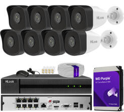 Zestaw do monitoringu IP 5Mpx, 8 Kamer IPC-B150H, PoE, IR30m - HiLook by Hikvision | IPC-B150H (x8) POE KIT