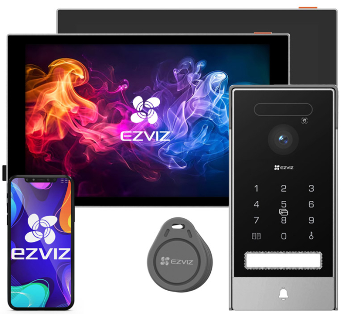 HP7 PRO + SD7 - Wideodomofon IP 2-żyłowy 4K, WiFi, Szyfrator, Czytnik, Rozpoznanie Twarzy - EZVIZ | HP7 PRO + SD7