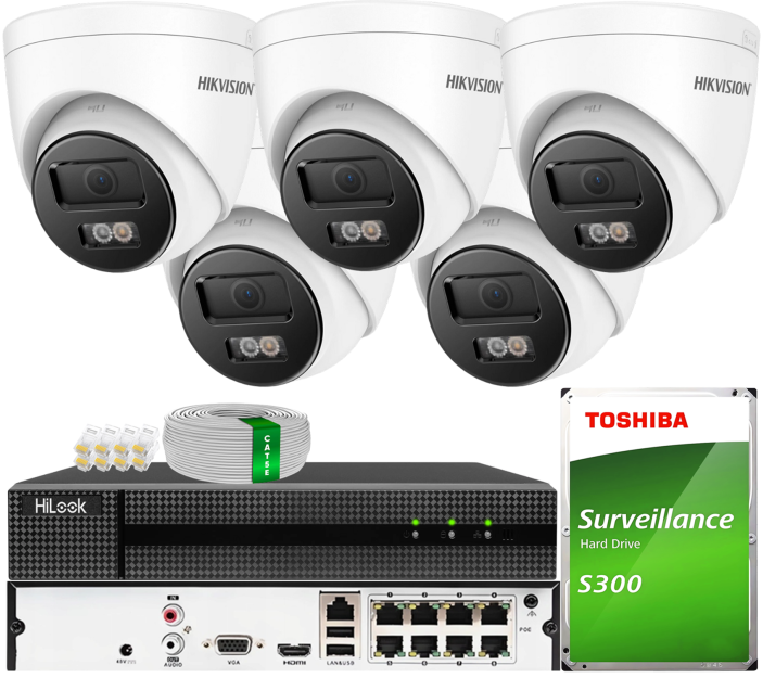 Zestaw do Monitoringu IP 6Mpx, 5 Kamer DS-2CD1361G2-LIU Smart Hybrid Light, PoE - HiLook by Hikvision | DS-2CD1361G2-LIU(x5) POE KIT