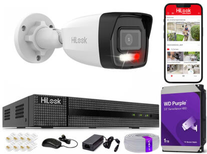 Zestaw do Monitoringu IP 6Mpx, 1 Kamera IPC-B160HA-LU Smart Hybrid Light, PoE - HiLook by Hikvision | IPC-B160HA-LU(x1) POE KIT