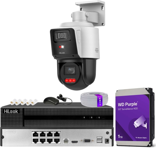 Zestaw do Monitoringu IP 2x 4Mpx, 1 Kamera TandemVu PTZ-D4-PRO, Smart Hybrid Light, PoE - HiLook by Hikvision | PTZ-D4-PRO(x1) POE KIT