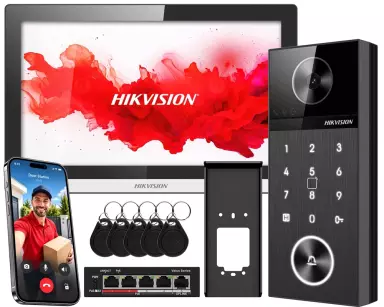 Wideodomofon IP, zestaw DS-KV6124-WBE1 + DS-KH6350-WTE1, PoE, WiFi - Hikvision | 5906667328011