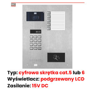 INSPIRO 901S+ - Centrala Slave, kamera kolorowa 2.8mm, zamek szyfrowy, średnia lista opisowa, czytnik zbliżeniowy - ACO | INSPIRO 901S+
