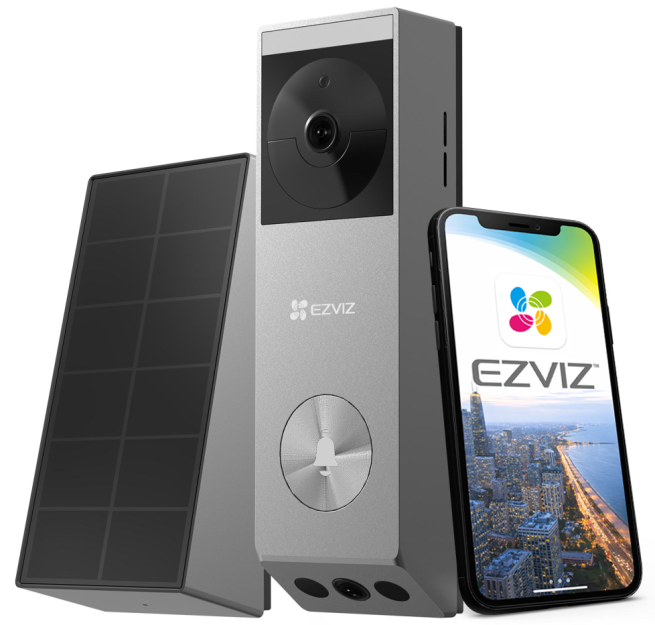 EP3x Pro - Wideodzwonek bezprzewodowy z zasilaniem solarnym, 3MP+2MP, WiFi, 5200mAh  - Ezviz | 6941545633954