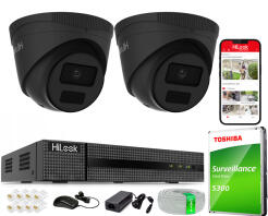 Zestaw do Monitoringu IP 4Mpx, 2 Kamery IPC-T241H-C BLACK, PoE, IR20m, IP67 - HiLook by Hikvision | IPC-T241H-C BLACK(x2) POE KIT