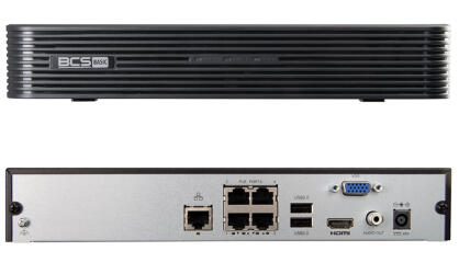 BCS-B-NVR0401-4P(2.0) - Rejestrator 4-kanałowy IP,  do 8Mpx, 4K, 1x SATA, 8x PoE - BCS Basic | BCS-B-NVR0401-4P(2.0)