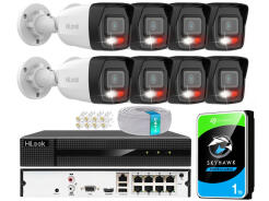 Zestaw do Monitoringu IP 4Mpx 8 Kamer IPCAM-B4-30DL, Hybrid Light, Rejestrator 8ch z PoE, MD 2.0 - HiLook by Hikvision | IPCAM-B4-30DL + NVR-8CH-5MP/8P