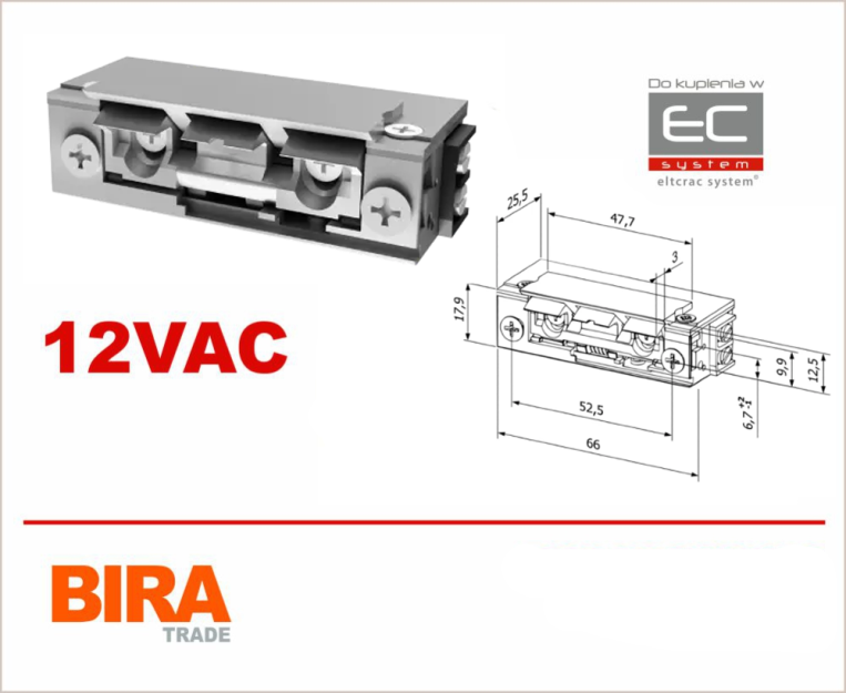 F00U-C - Elektrozaczep niskoprądowy z wyślizgiem, 12-24V AC/DC -  Biratronik | F00U-C