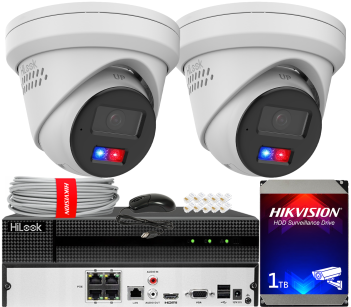 Zestaw do Monitoringu IP 8Mpx, 2 Kamery IPC-T280HAP-LUF/SL Smart Hybrid Light, PoE - HiLook by Hikvision | IPC-T280HAP-LUF/SL(x2) POE KIT