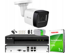 Zestaw do Monitoringu IP 4Mpx , 1 Kamera IP, Rejestrator 4ch PoE - HiLook by Hikvision | IPCAM-B4-P + NVR-4CH-4MP/4P