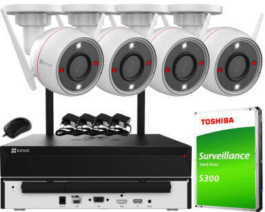 Zestaw Monitoringu WiFi 4Mpx, 4 Kamery zewnętrzne H3c 2K+, Dual Light, Audio - EZVIZ | H8c 2K+ (x4) WIFI KIT