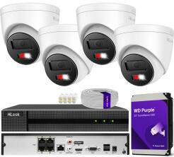 Zestaw do monitoringu IP 8Mpx 4K, 4 Kamery IPC-T280HA-LUF/SL Live Guard, PoE  - HiLook by Hikvision | IPC-T280HA-LUF/SL(x4) POE KIT