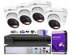 Zestaw do monitoringu TurboHD, 4 kamery Hybrid Light 5Mpx, rejestrator 4ch - HiLook by Hikvision | TVICAM-T5M-20DL + DVR-4CH-4MP