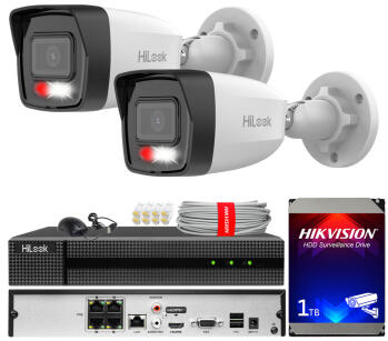 Zestaw do monitoringu IP 8Mpx 4K, 2 Kamery IPC-B180HA-LU, PoE  - HiLook by Hikvision | IPC-B180HA-LU(x2) POE KIT